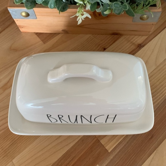 RAE DUNN “BRUNCH” LL CERAMIC BUTTER DISH W/HANDLE - Picture 5 of 8